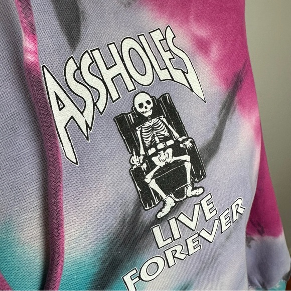 A$$holes Live Forever Men’s Tie-Dye Skeleton Graphic Hoodie - Picture 7 of 8